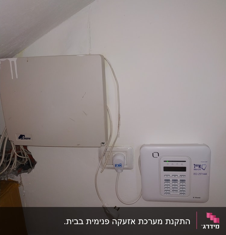 לוח בקרה למערכת אבטחה עם חוטים מחוברים